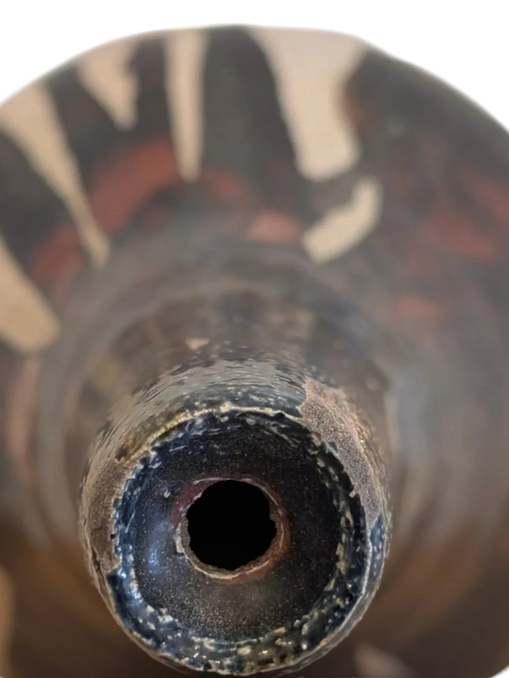 Vintage Signed Studio PotteryTeardrop Textured Abstract Raku Vase.